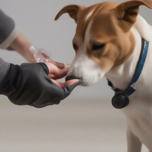 Administering Prednisolone Eye Drops to a Dog