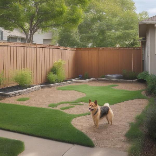 Private dog run in a backyard