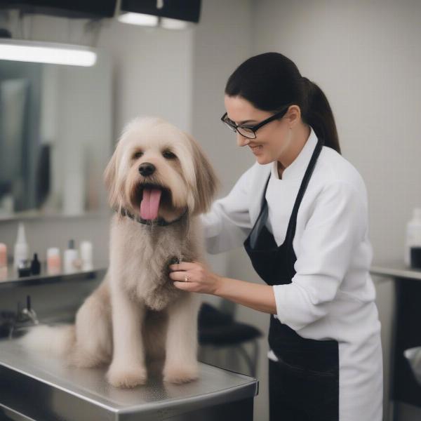 Professional Dog Groomer at Work