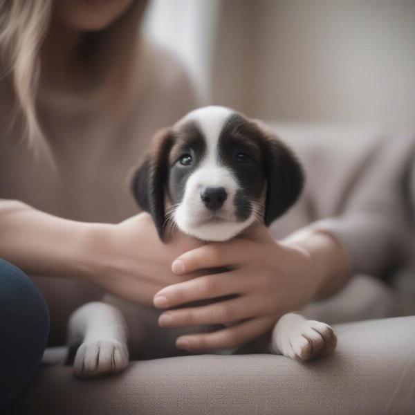 Puppy Comforted by Owner