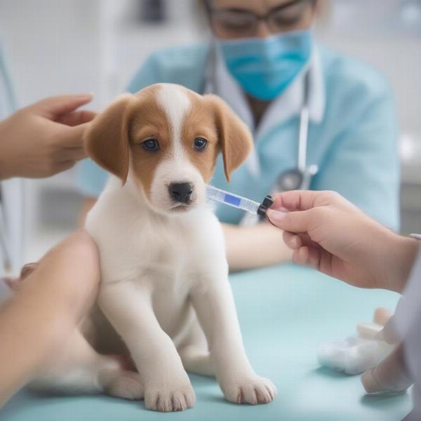 A Puppy Receiving the 9 in 1 Vaccination