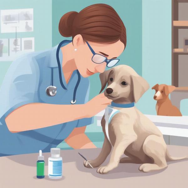 Puppy Receiving its First Vaccine