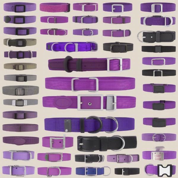 Purple Dog Collars in Different Materials