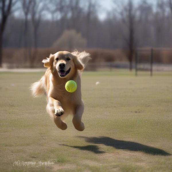 Dog Playing Fetch at Quarry Run Dog Park