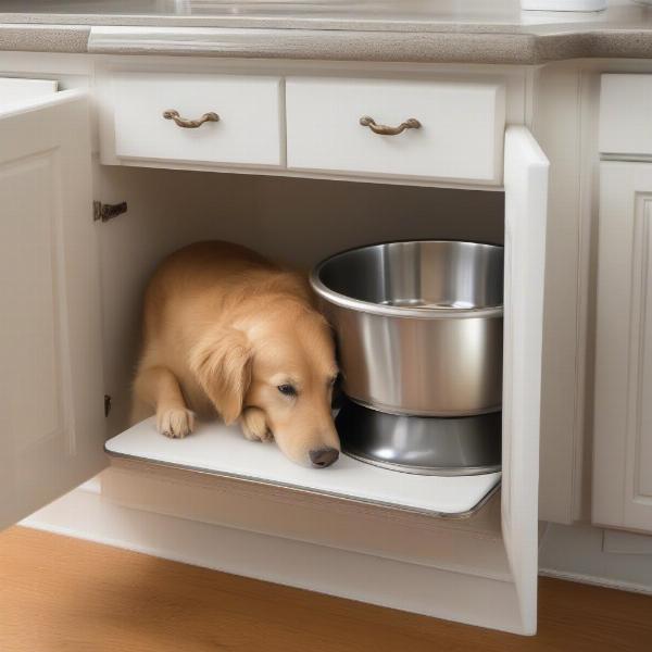 Raised Dog Bowl Cabinet for Senior Dog