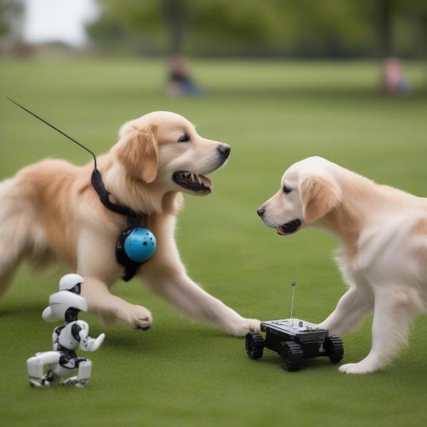 RC Dog Playing With Real Dog