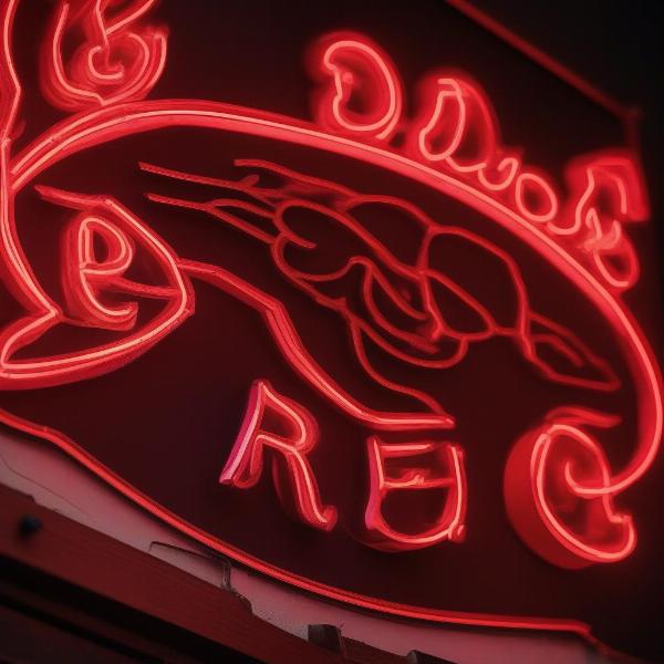 Red Dog Neon Sign Close Up