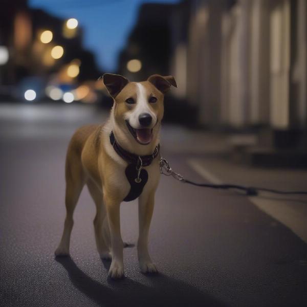 Reflective Dog Collar on Night Walk