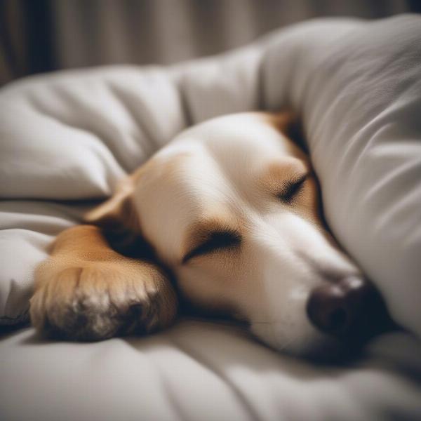 A relaxed dog sleeping peacefully