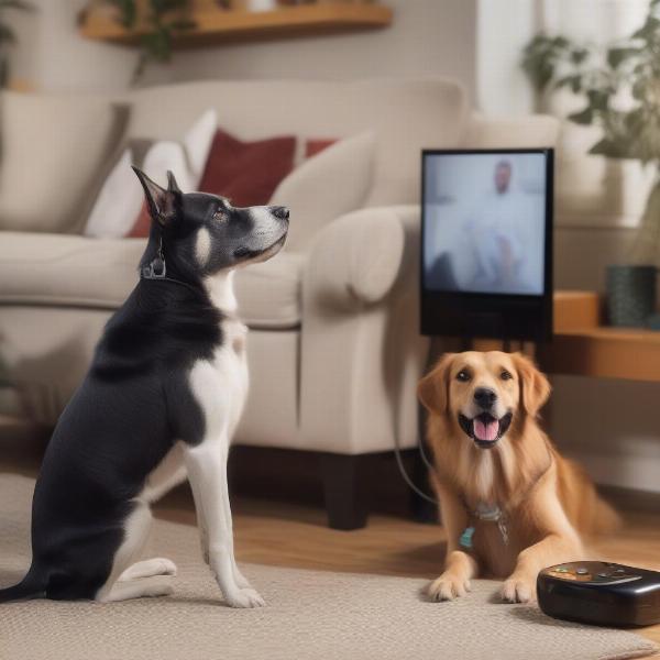 Dog training with a remote treat dispenser