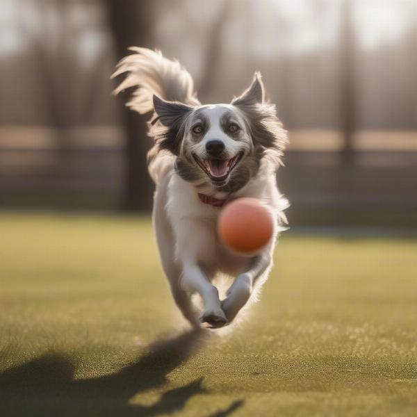 Rescue Dog Playing Fetch in a Park