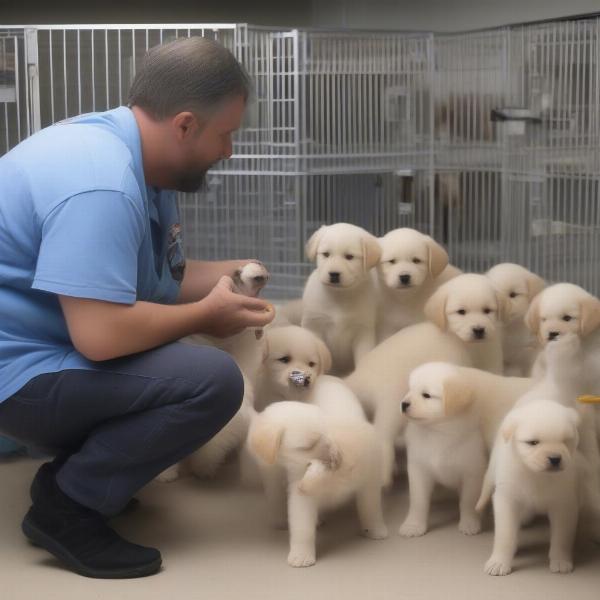 Responsible Dog Breeder Meeting Puppies