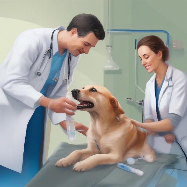 Administering Ringer's Lactate to a Dog