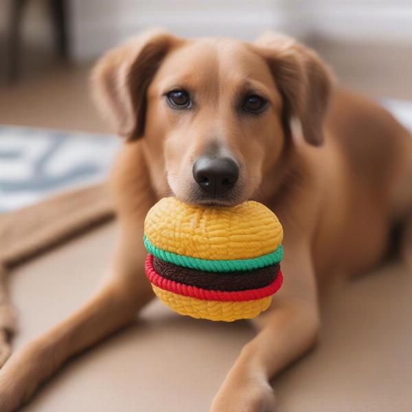 Durable rope hamburger dog toy