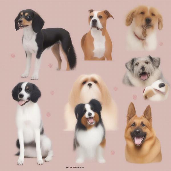 Rose ears on various dog breeds