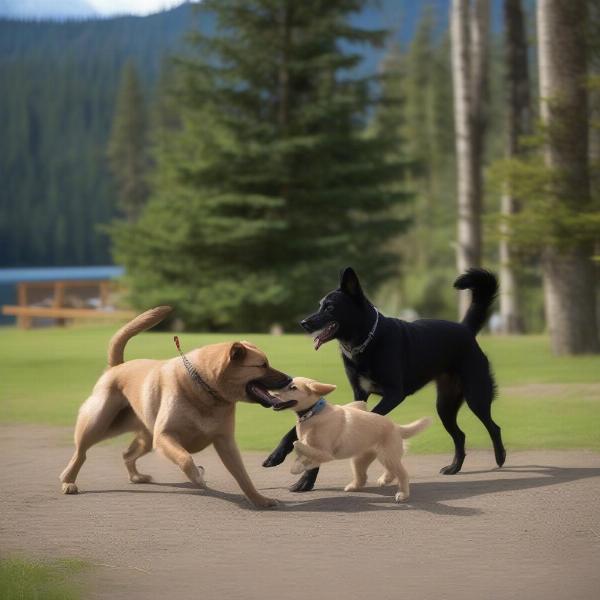 Dogs playing at Ruffey Lake Park off-leash area