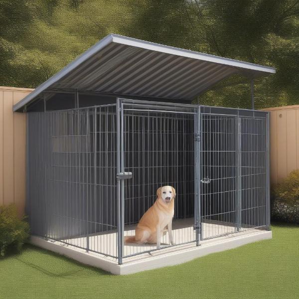 An Outside Dog Kennel with Features for Safety and Comfort