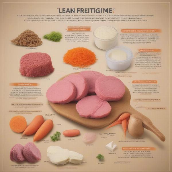 Various safe ingredients for a dog meat cake, including lean ground meat, carrots, and sweet potato.