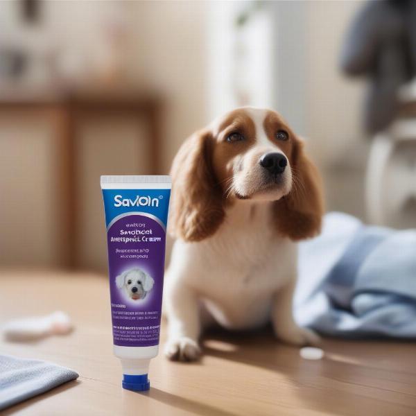 Dog Looking at Savlon Cream