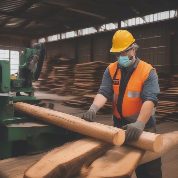 Safety procedures when using log dogs in a sawmill