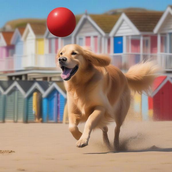 Dog enjoying North Bay Beach in Scarborough