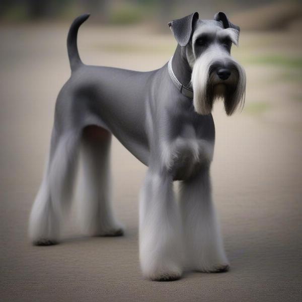 A Standard Schnauzer with a shiny, healthy coat.