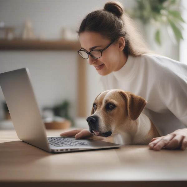 Person searching for Victor dog food on a laptop