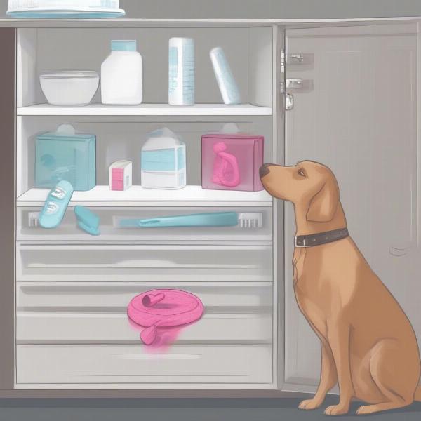 Securely storing tampons away from dogs reach