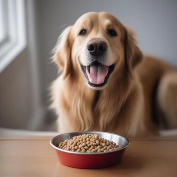 Senior Dog Eating From a Bowl