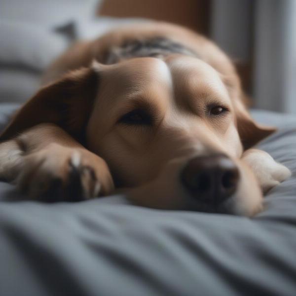 A senior dog resting comfortably in an arthritis-friendly bed