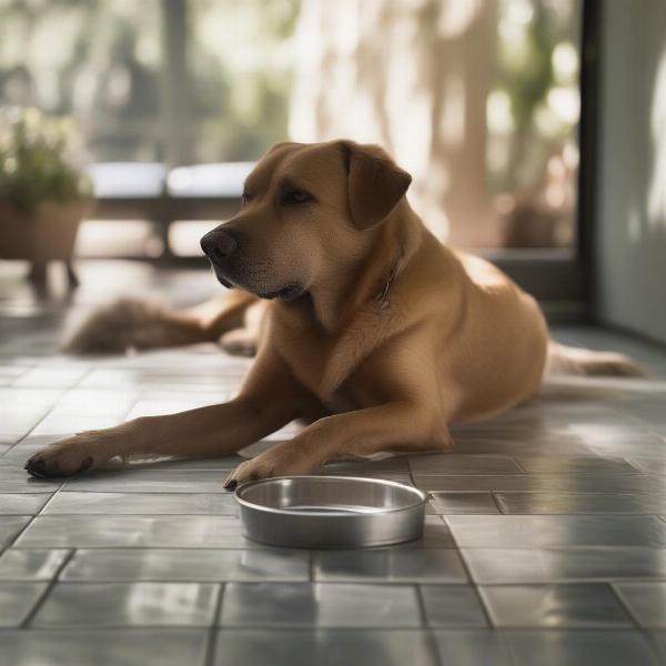 Senior dog resting in a cool environment