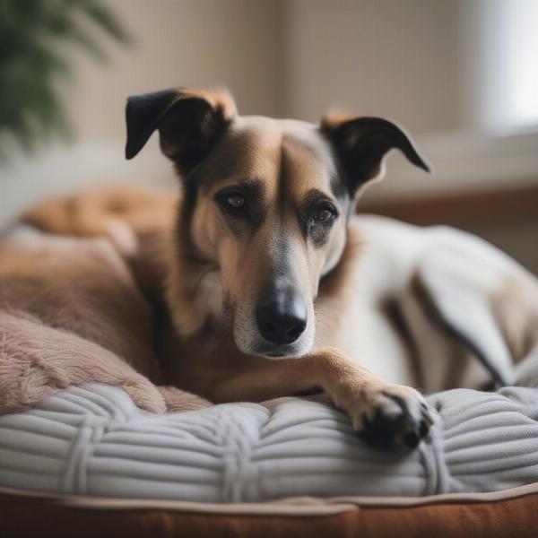 Senior Dog Resting on Bed