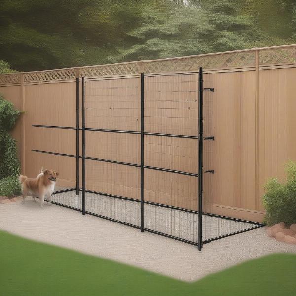 Setting up Dog Fence Panels in a Backyard