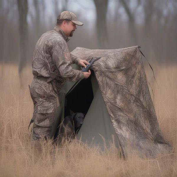 Setting up a Momarsh Dog Blind in a Marshy Environment