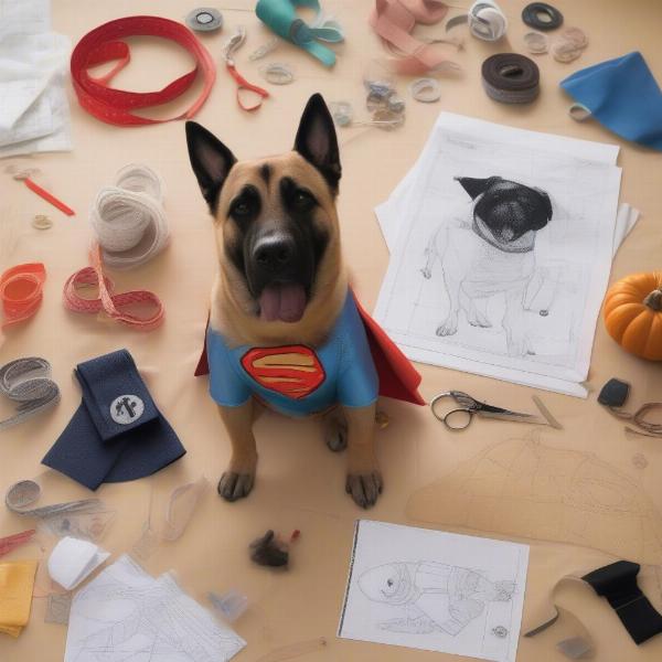 Sewing patterns for large dog costumes like superheroes, pirates, and pumpkins