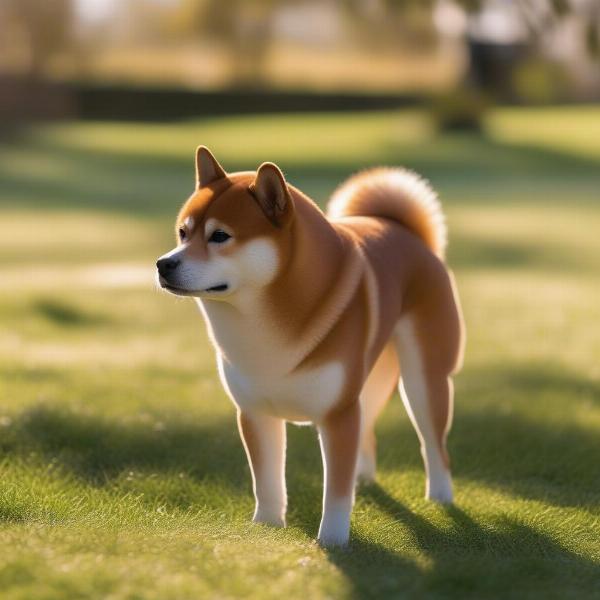 Shiba Inu with a curled tail