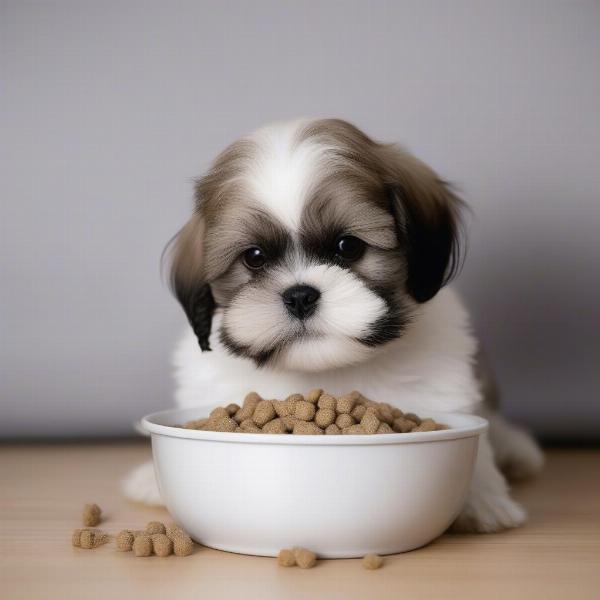 Shih Tzu Puppy Enjoying Mealtime