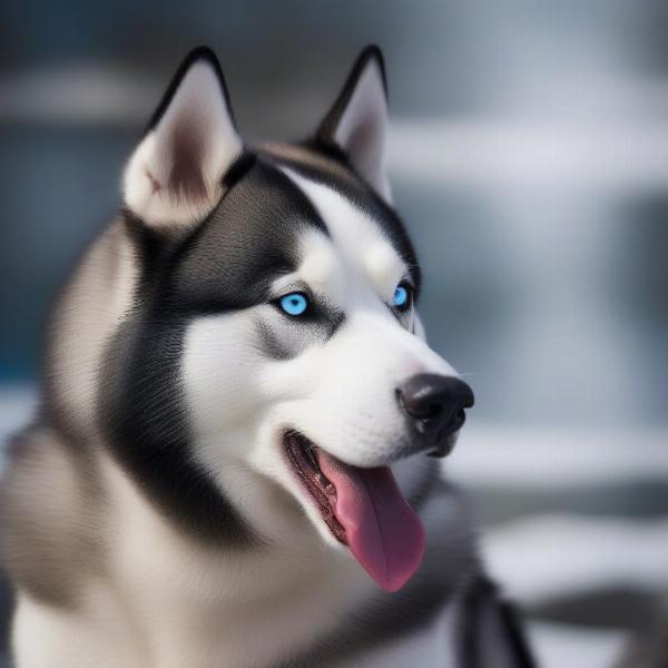 Siberian Husky with an intense gaze