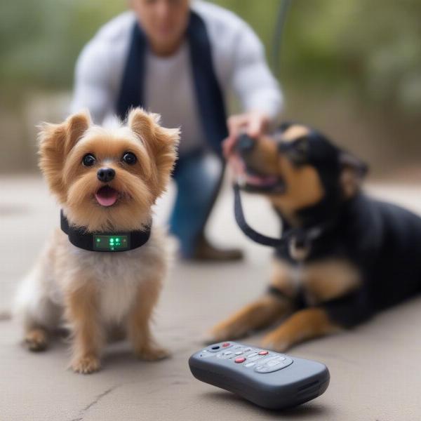 Small Dog with Shock Collar and Remote Control