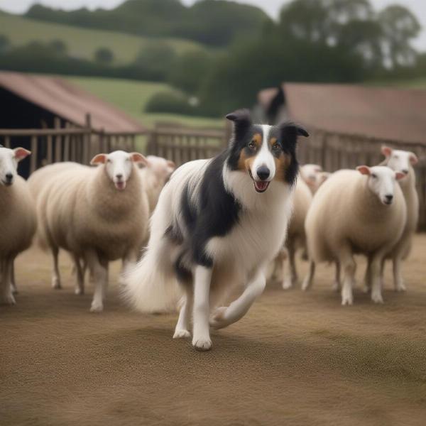 Smithfield Collie dog working on a farm