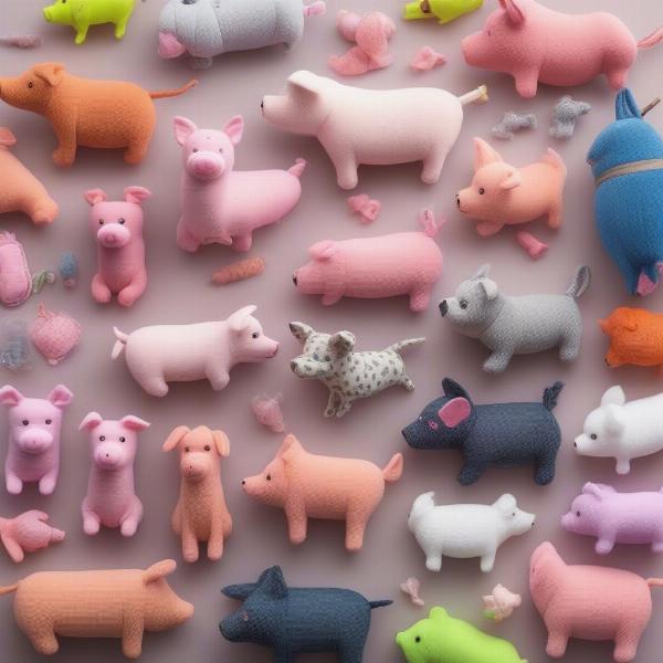 Variety of Squeaky Pig Dog Toys