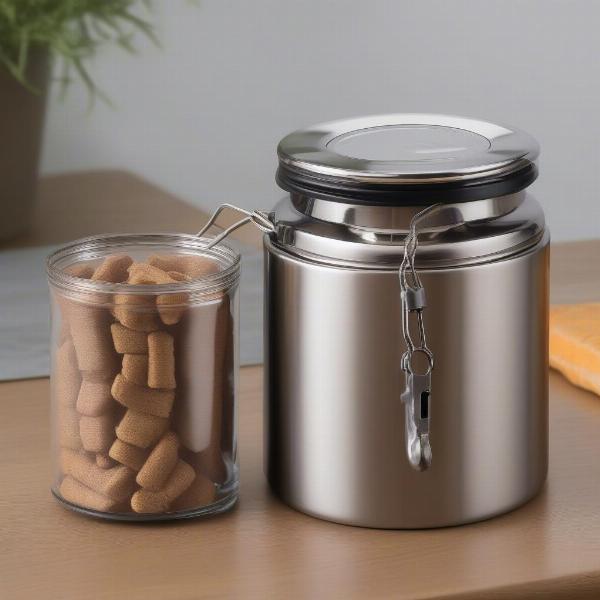 Stainless Steel Dog Treat Jar with Locking Lid