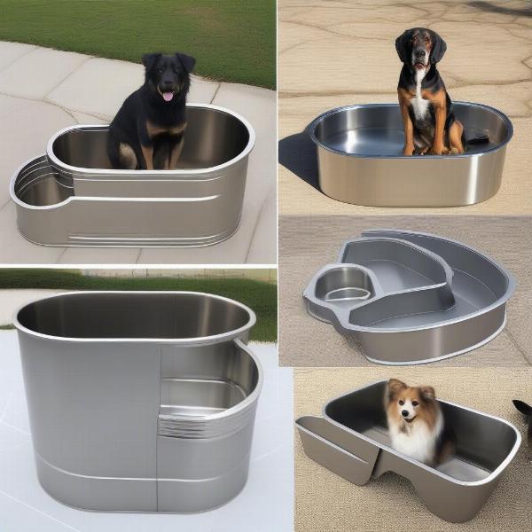 Stainless steel dog tubs in various sizes for different breeds