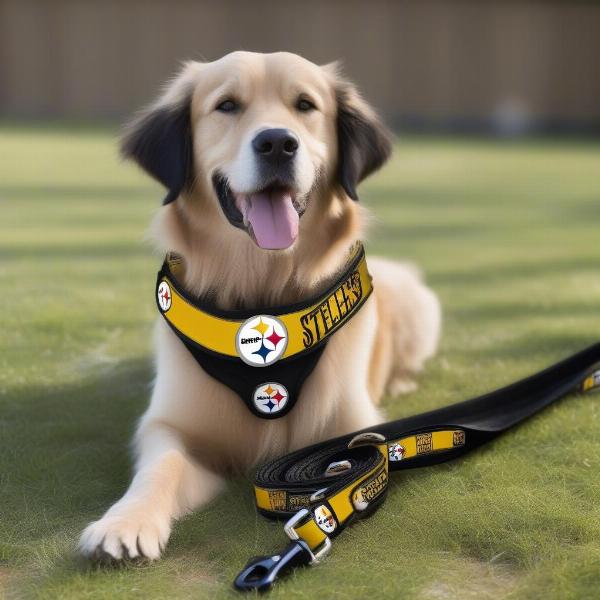 Steelers Dog Collar and Leash