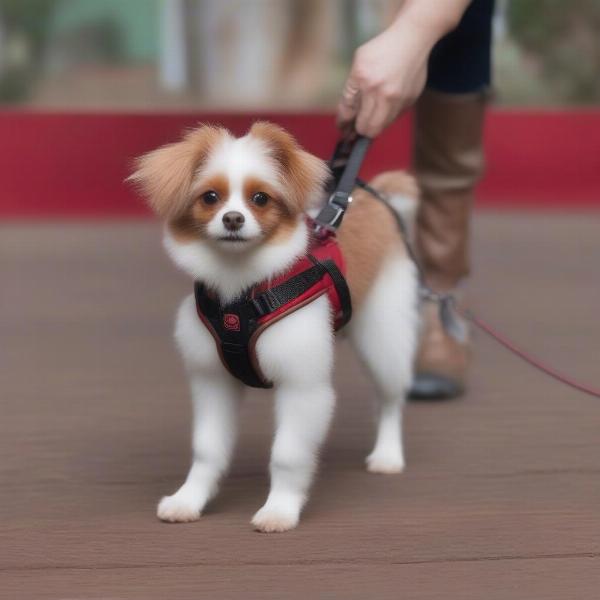 Dog Stepping into a Step-In Harness