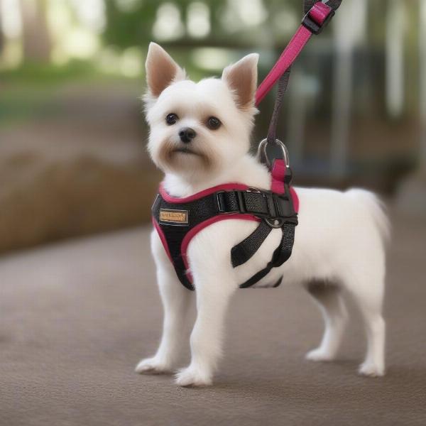 Small Dog Wearing a Step-in Harness