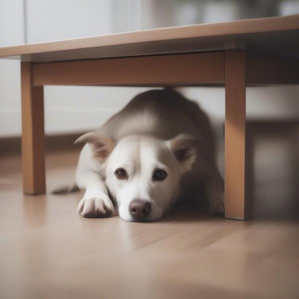 Stressed Dog Hiding