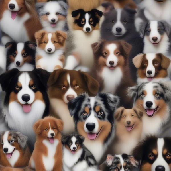 Stuffed Australian Shepherd Dogs in various sizes and styles