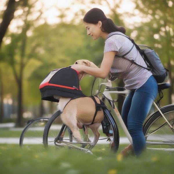 Using a bike bag for dogs safely