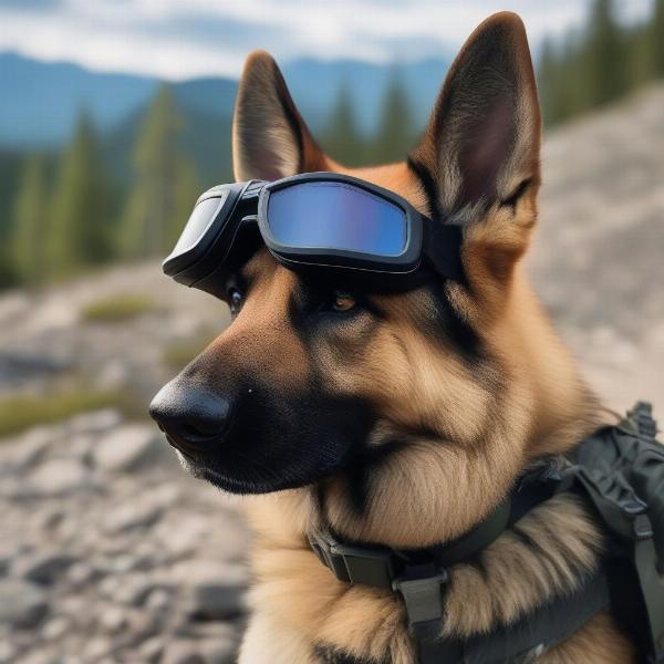 Dog Hiking with Tactical Goggles